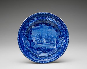 plade, c. 1818-1846 (blyglaseret lertøj med transfertryk) af Enoch Wood and Sons