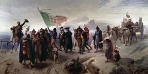 Risorgimento: "" Annexation af Abruzzo-regionen til det forenede Italien i 1861"" (Anneksering af Abruzzo-regionen til det forenede Italien i 1861) Maleri af Enrico Gamba (1831-1883) Dim 104x207 cm Genes, Galleria d