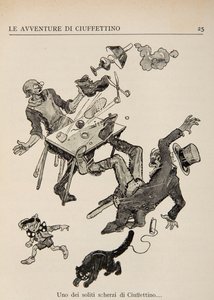 Illustration fra Ciuffettinos eventyr af Enrico de Conti Novelli