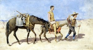 Don Quixote og Sancho Pança. Maleri af Atalaya. slutningen af det 19. århundrede. af Enrique Atalaya