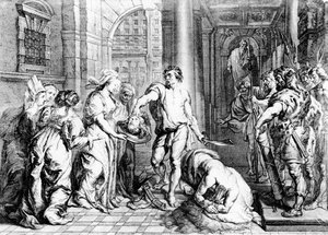 Henrettelse af Johannes Døberen, graveret af Martin I van den Enden (fl. 1630-54)
