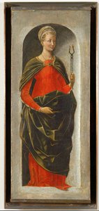 Sankt Apollonia, højre søjle på Sankt Vincent Ferriers alter malet til Bologna af Francesco Cossa, færdiggjort af Ercole di Roberti ... af Ercole de Roberti
