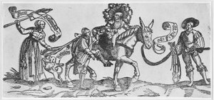 Shrew ("Frau Seltenfried") (træsnit på lagt papir)