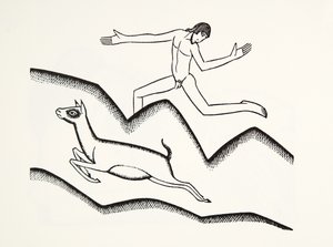 Springer over bjergene af Eric Gill