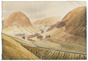 Corn Stokoks and Farmsteads - Hill Farm, Capel-y ffin, Wales, 1938 af Eric Ravilious