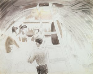 Men at Break (blyant og vask) af Eric Ravilious