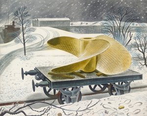 Skibsskrue på en jernbanevogn, begyndelsen af det 20. århundrede af Eric Ravilious