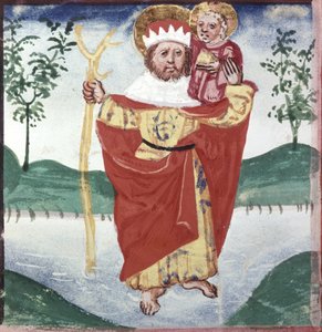 Detalje af en helsidesminiature: Sankt Kristoffer
 (miniature) af Erich Lessing