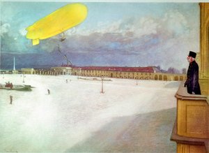 Kejser Franz Joseph ser det første luftskib af Erich Lessing