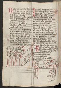 Helside: tekst med farvelagt pennetegning: Lazarus