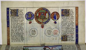 Helside: tekst med initialer og tre medaljoner: Godfrey af Bouillon af Erich Lessing