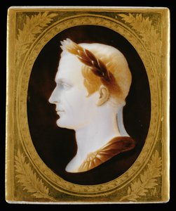 Plaque representant Jules Cesar - Porcelænsplade, der viser Julius Cæsar ...