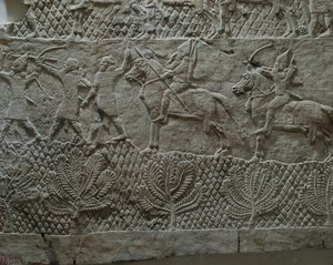 Kong Ashurbanipals assyriske hær i kamp under felttoget mod Elam ...