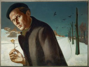 Selvportræt. Erich Gerlach, selvportræt (olie og gouache på karton) af Erik Gerlach