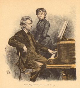 Den norske komponist Edvard Grieg og hans kone (farvelitografi) af Erik Henningsen