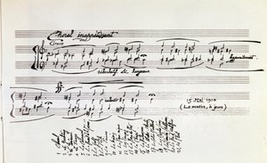 Detalje af musikalsk partitur af Sport og underholdning af Erik Satie