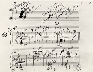 Håndskrevet manuskript af Parade, af Eric Alfred Leslie Satie (1866-1925), Frankrig