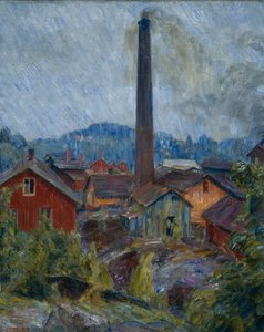 Fabriksbygninger ved Lysaker af Erik Theodor Werenskiold