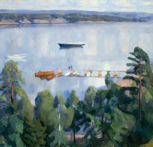 Udsigt fra Lysaker mod Bygdoy af Erik Theodor Werenskiold