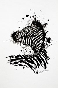 Vild zebra med blækstænk af Erik Van Velzen