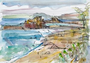 Le Renard nær Guimaec, Bretagne (pen & blæk og wc-papir)