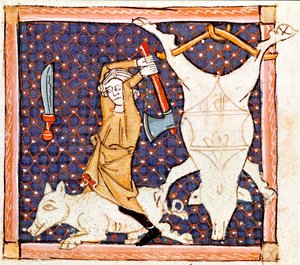 December: slagtning af grise. Miniature taget fra "Breviaire d