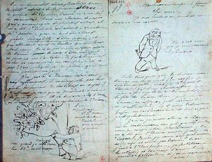 Illustreret brev til Paul Verlaine (1844-96), 3. marts 1881 (pen og blæk på papir)