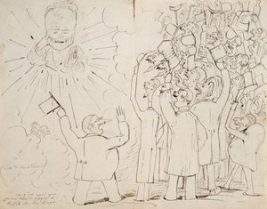 The Celebration for Old Hugo, karikatur af Victor Hugo (1802-85) fra et brev til Paul Verlaine, ca. 1880