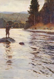 Laksefiskeri på Faskally-vandet (farvelitografi)