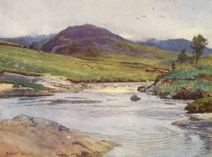 Det sorte vand i Dee over broen (farvelitografi)