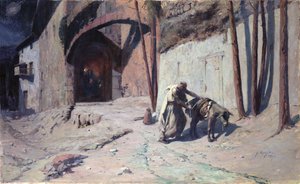 Flugten til Egypten eller Joseph Putting a Pack on his Æsel, 1894 af Ernest Georges Berges