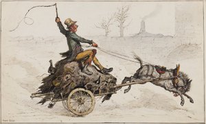 Off Home (blæk & wc på papir) af Ernest Henry Griset