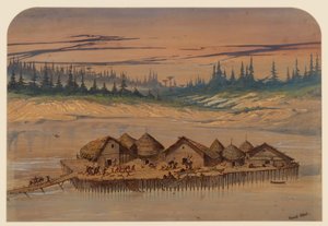 Forhistorisk landsby, 1871 af Ernest Henry Griset