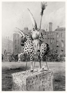 Statuen på Leicester Square, onsdag morgen den 17. oktober 1866 (pen & blæk og wc på papir) af Ernest Henry Griset