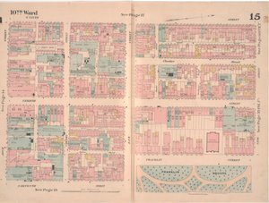 Forsikringskort over byen Philadelphia; bind 2, plade 15, 1887 (håndkoloreret gravering)