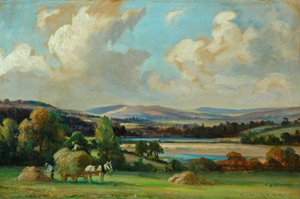Høproduktion i Yorkshire (olie på lærred) af Ernest Higgins Rigg