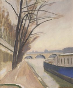 Paris, Seines bredder, ca. 1920-30 (olie på lærred) af Ernest Hiram Brülhart