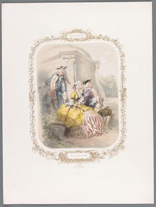 Kvinde giver den unge mand en besked i hemmelighed Elle vous répond le Jeudi (titel på objekt) Week of Love (serietitel) La semaine des amours (serietitel på objekt) af Ernest Jaime