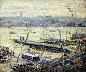 På Hudson af Ernest Lawson
