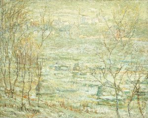 Spring Landscape, Harlem River af Ernest Lawson