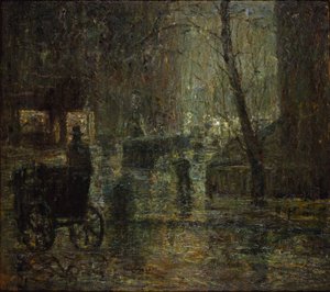 Våd nat, Gramercy Park (efter regn, Nocturne) af Ernest Lawson