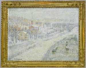 Vinterlandskab - Washington Bridge, ca. 1907-10 af Ernest Lawson
