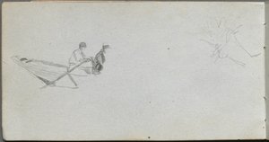Skitsebog, side 04: Figurer i en båd. af Jean Louis Ernest Meissonier
