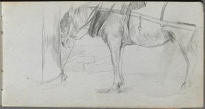 Skitsebog, side 06: Studie af en hest af Ernest Meissonier