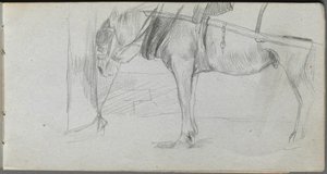 Skitsebog, side 06: Studie af en hest. af Jean Louis Ernest Meissonier