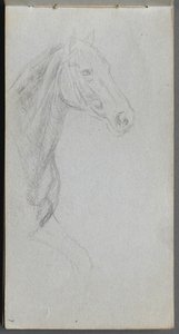 Skitsebog, side 07: Studie af en hest. af Jean Louis Ernest Meissonier