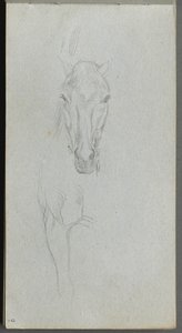 Skitsebog, side 09: Studie af en hest. af Jean Louis Ernest Meissonier