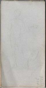 Skitsebog, side 100: Nøgen figur, profil af Ernest Meissonier