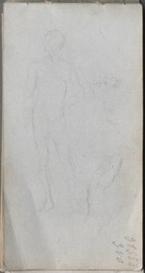 Skitsebog, side 100: Nøgen figur, profil. af Jean Louis Ernest Meissonier