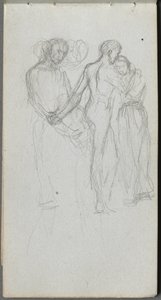 Skitsebog, side 10: Figurer omfavnende af Ernest Meissonier
